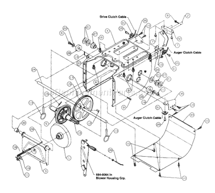 Page C Diagram and Parts List for 316E633E401 1996 Yard Man Snow Blower